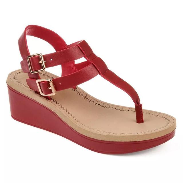 Journee Collection Bianca Womens Wedge Sandals Red Product Image