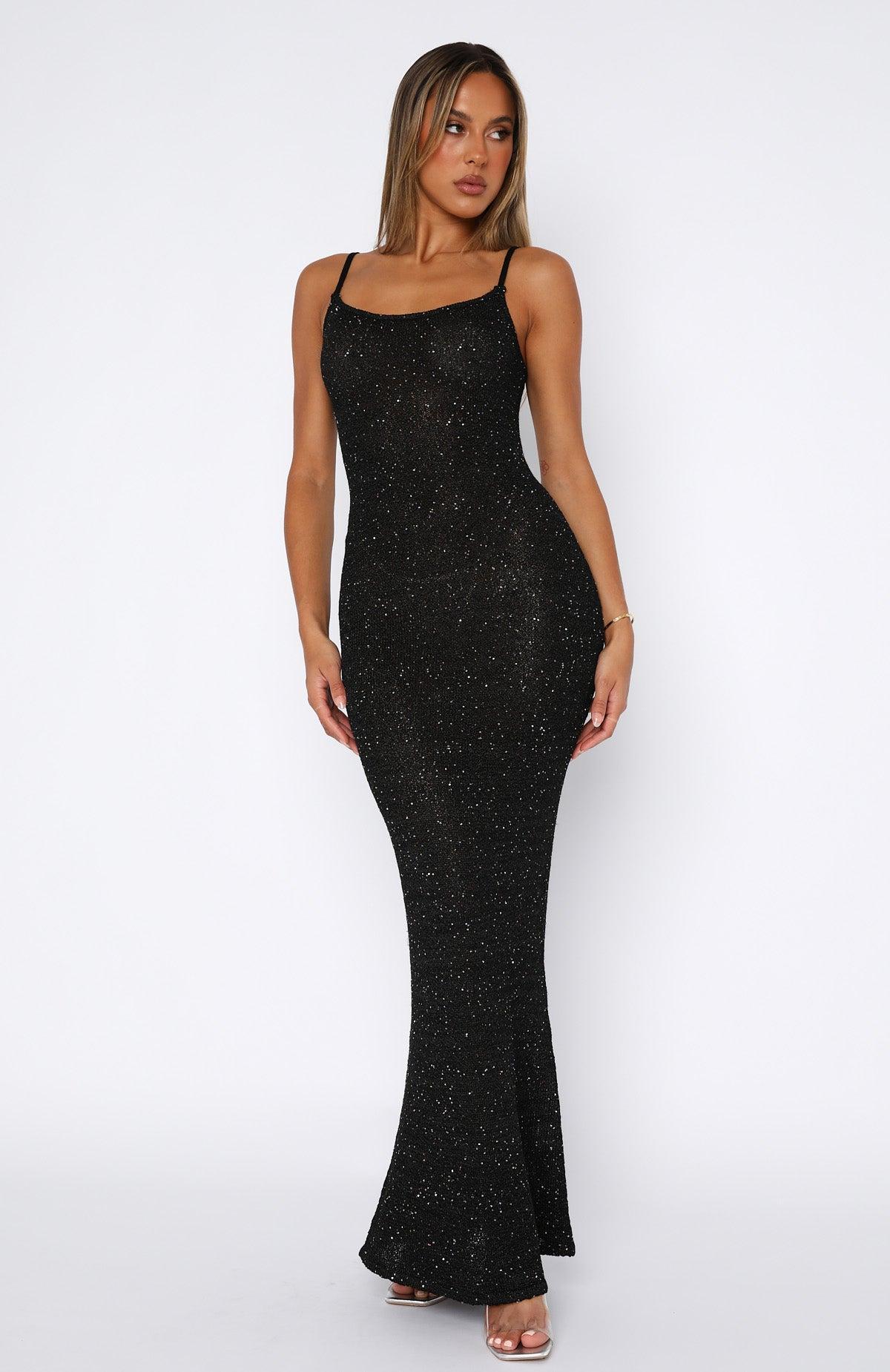 What A Treat Sequin Knit Maxi Dress Black Product Image