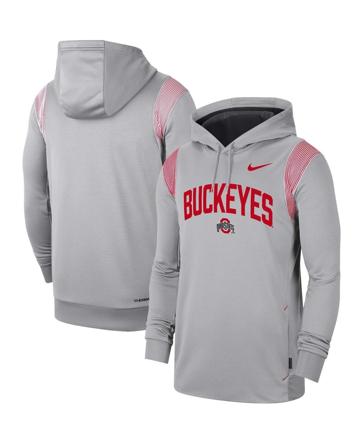 Mens Nike Gray Ohio State Buckeyes 2022 Game Day Sideline Performance Pullover Hoodie Product Image