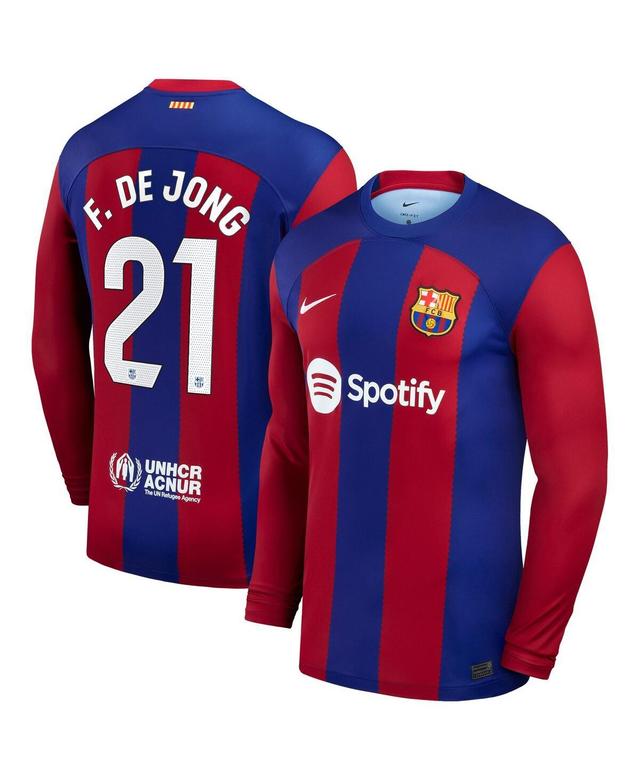 Mens Nike Frenkie de Jong Royal Barcelona 2023/24 Home Replica Long Sleeve Jersey - Royal Product Image