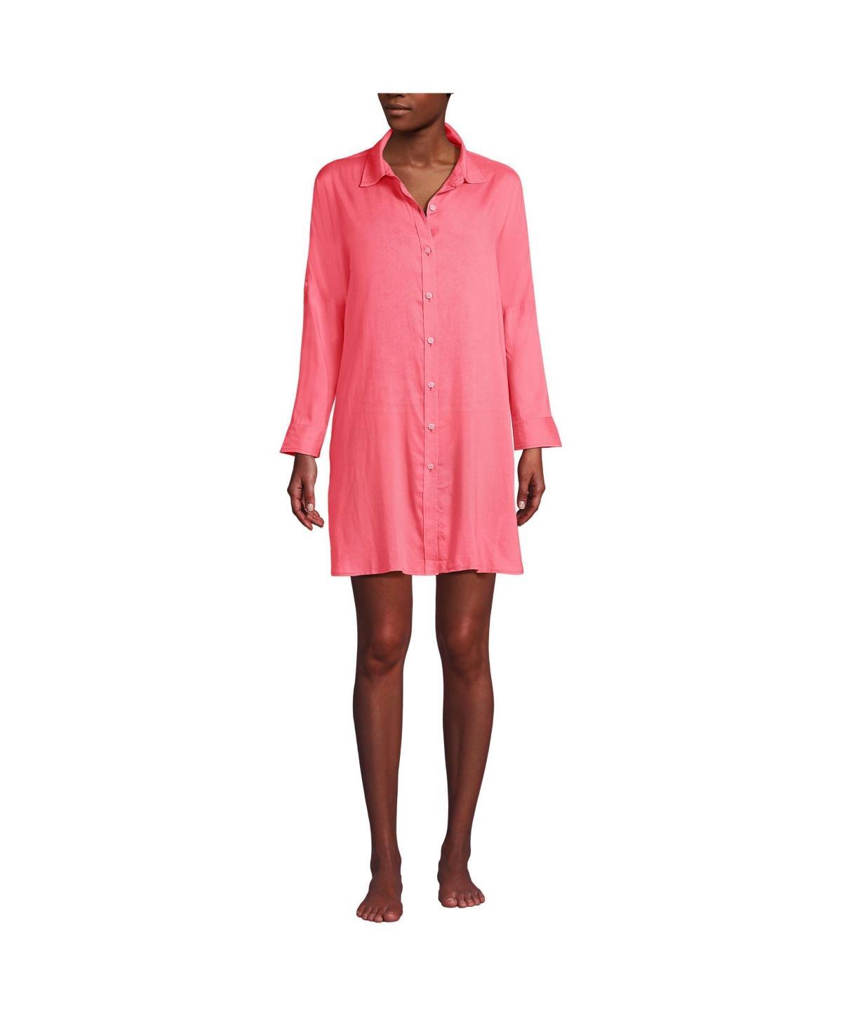 Womens Lands End Sheer Modal Oversized Button Front Swim Cover-Up Product Image