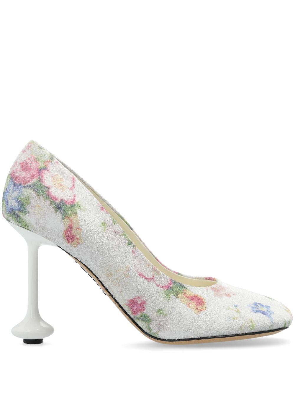 Leather Floral Toy Pumps 90 In Multi Product Image