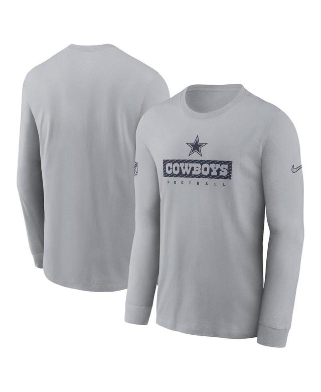 Nike Mens Gray Dallas Cowboys Sideline Performance Long Sleeve T-Shirt Product Image