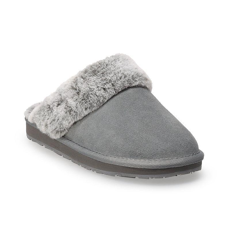 Womens Clarks Faux Fur Suede Scuff Slippers Product Image