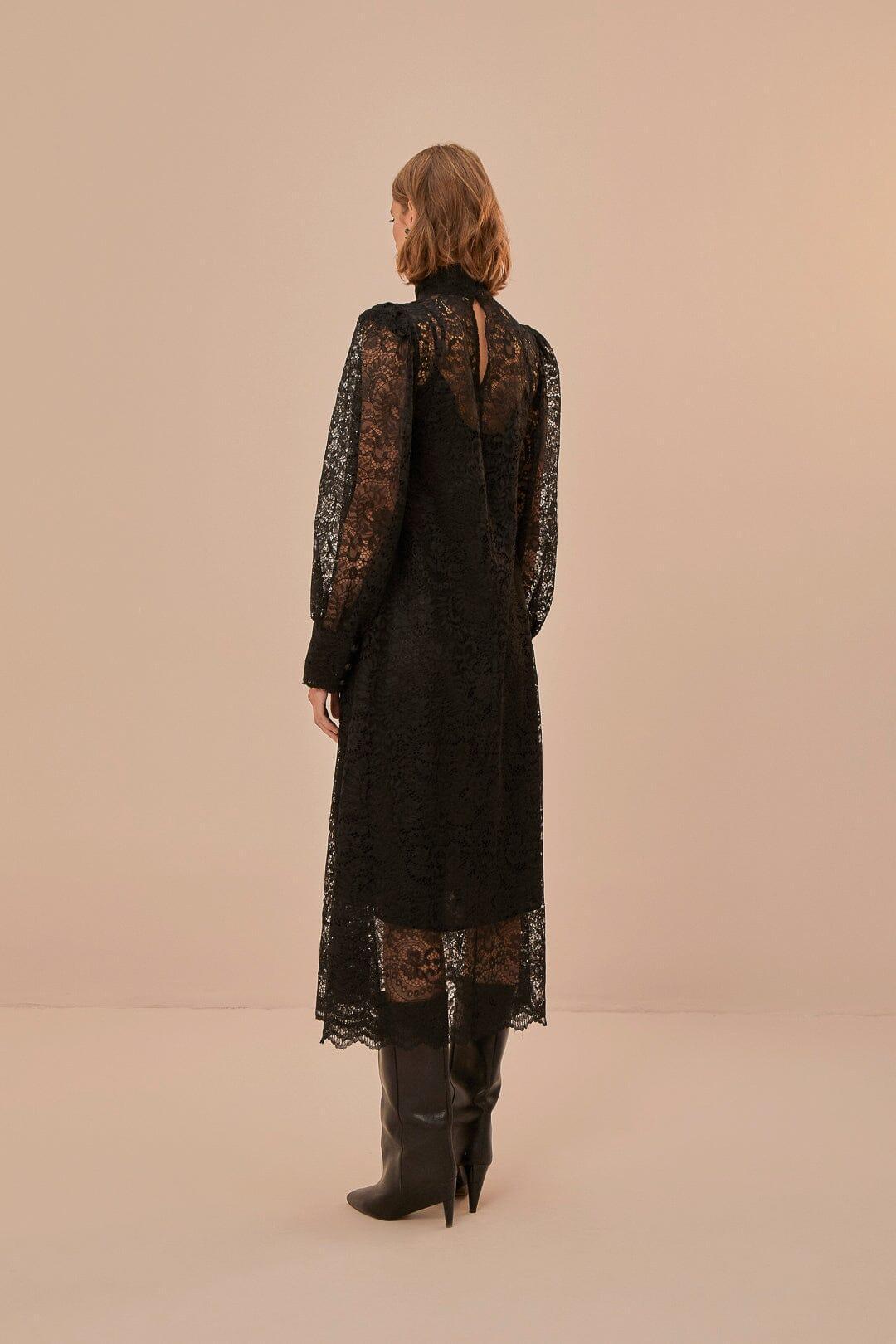 Lace Black Midi Dress Product Image