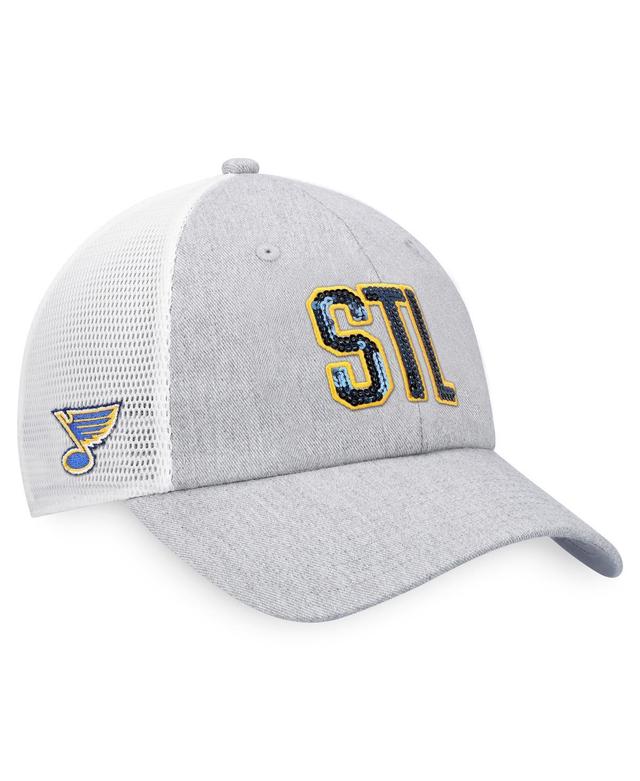 Womens Fanatics Heather Gray St. Louis Blues Iconic Glimmer Trucker Snapback Hat - Heather Gray Product Image