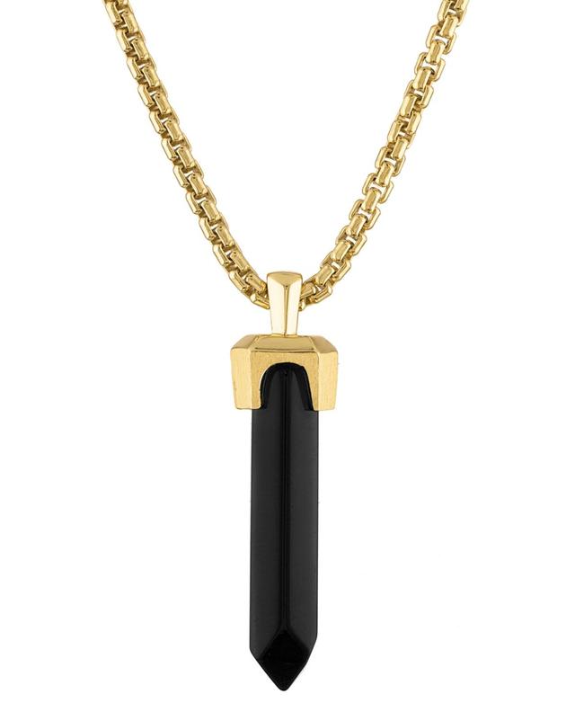 Bulova Mens Icon Black Onyx Pendant Necklace in 14k Gold-Plated Sterling Silver, 24 + 2 extender Product Image