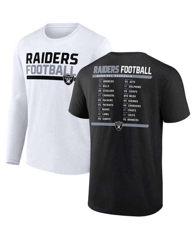 Mens Fanatics Branded Black/White Las Vegas Raiders Two-Pack 2023 Schedule T-Shirt Combo Set Product Image