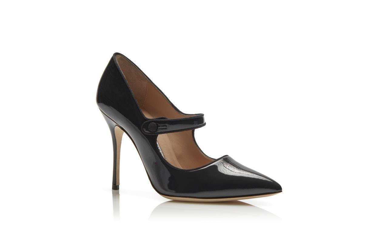 CAMPARINEW Black Patent Leather Pointed Toe Pumps Product Image