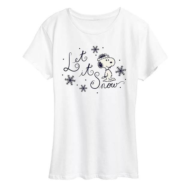 Womens Peanuts Snoopy Let It Snow Graphic Tee Product Image