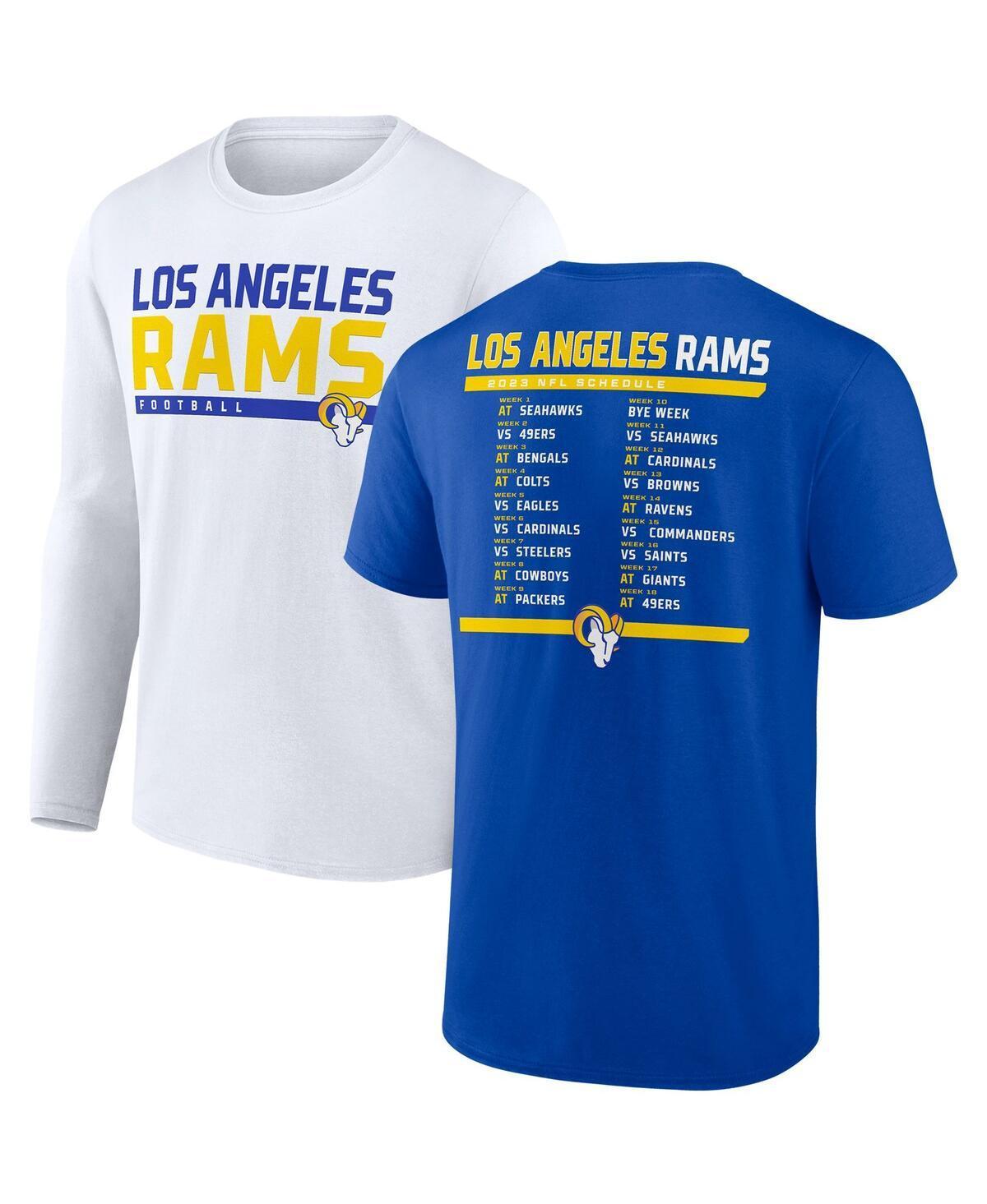 Mens Fanatics Branded Royal/White Los Angeles Rams Two-Pack 2023 Schedule T-Shirt Combo Set Product Image