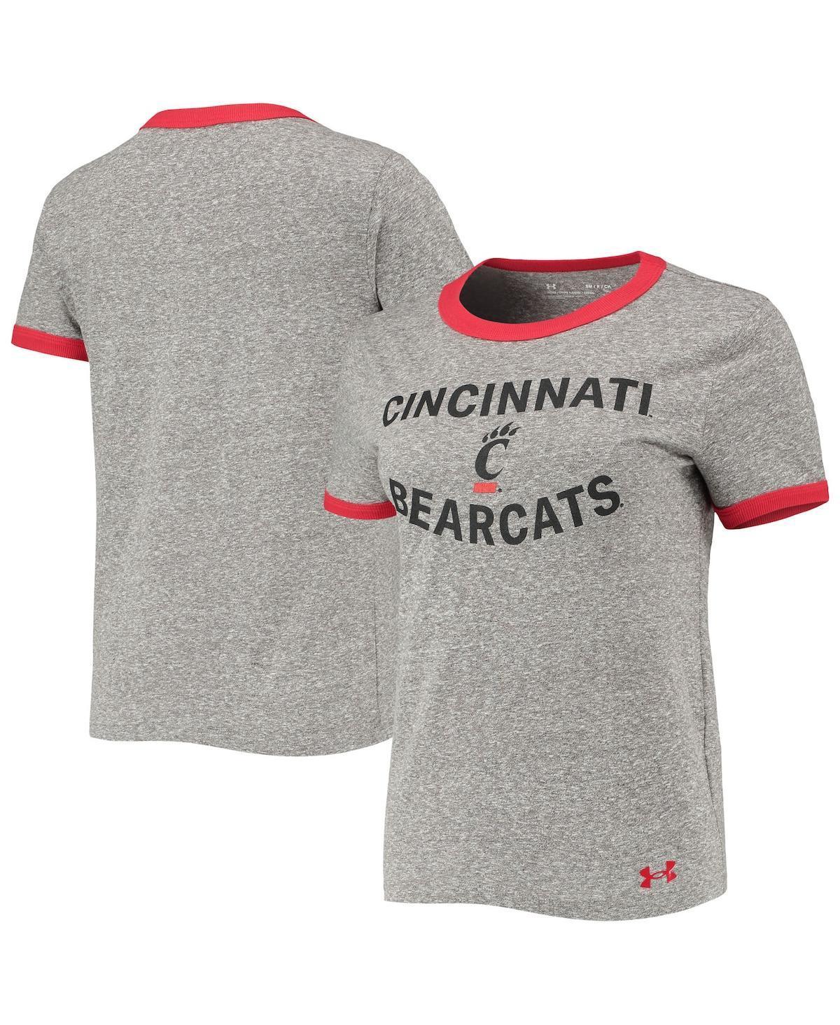 Womens Under Armour Heathered Gray Cincinnati Bearcats Siro Slub Tri-Blend Ringer T-Shirt Product Image