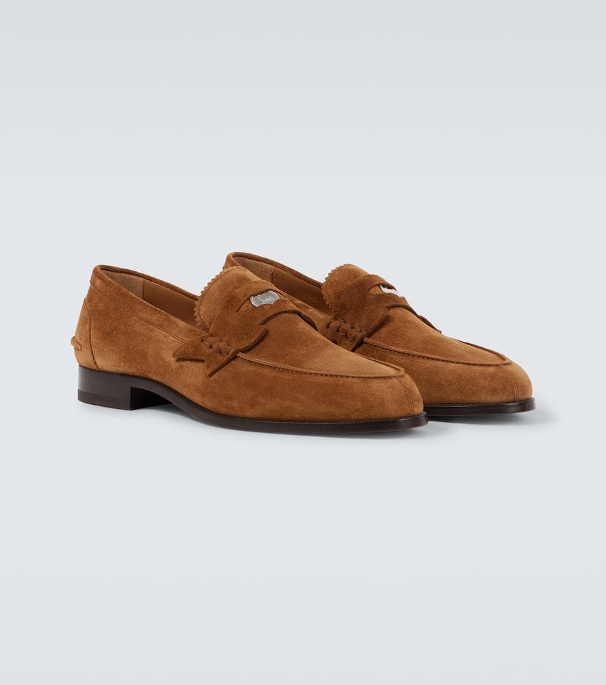 CHRISTIAN LOUBOUTIN Penny Leather Penny Loafers In Brown Product Image