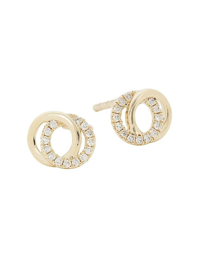 Womens 14K Yellow Gold & 0.09 TCW Diamond Love-Knot Stud Earrings Product Image