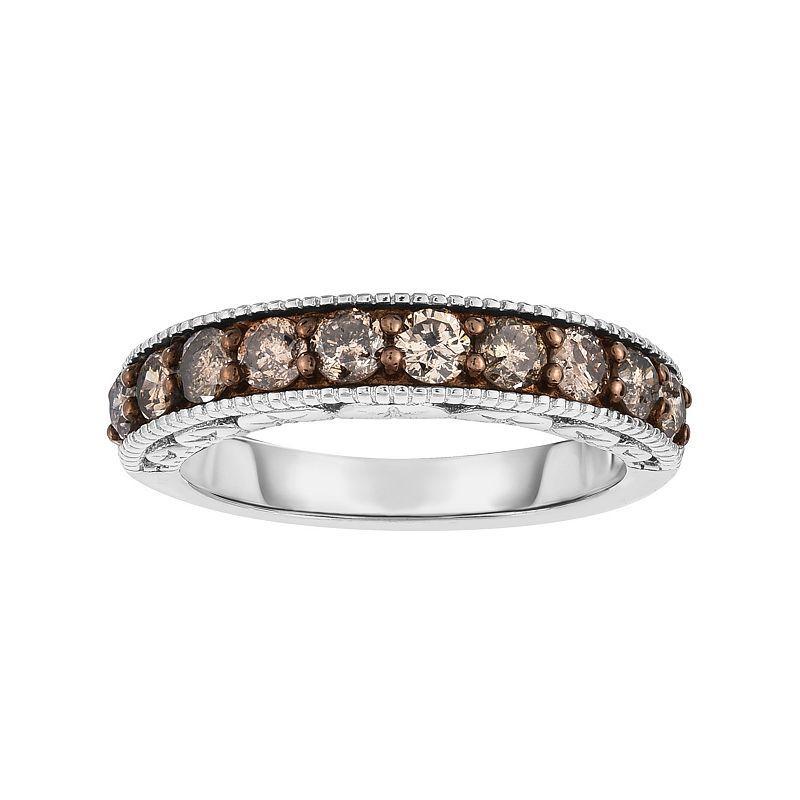 Sterling Silver 1 Carat T.W. Champagne Diamond Ring, Womens Brown Product Image