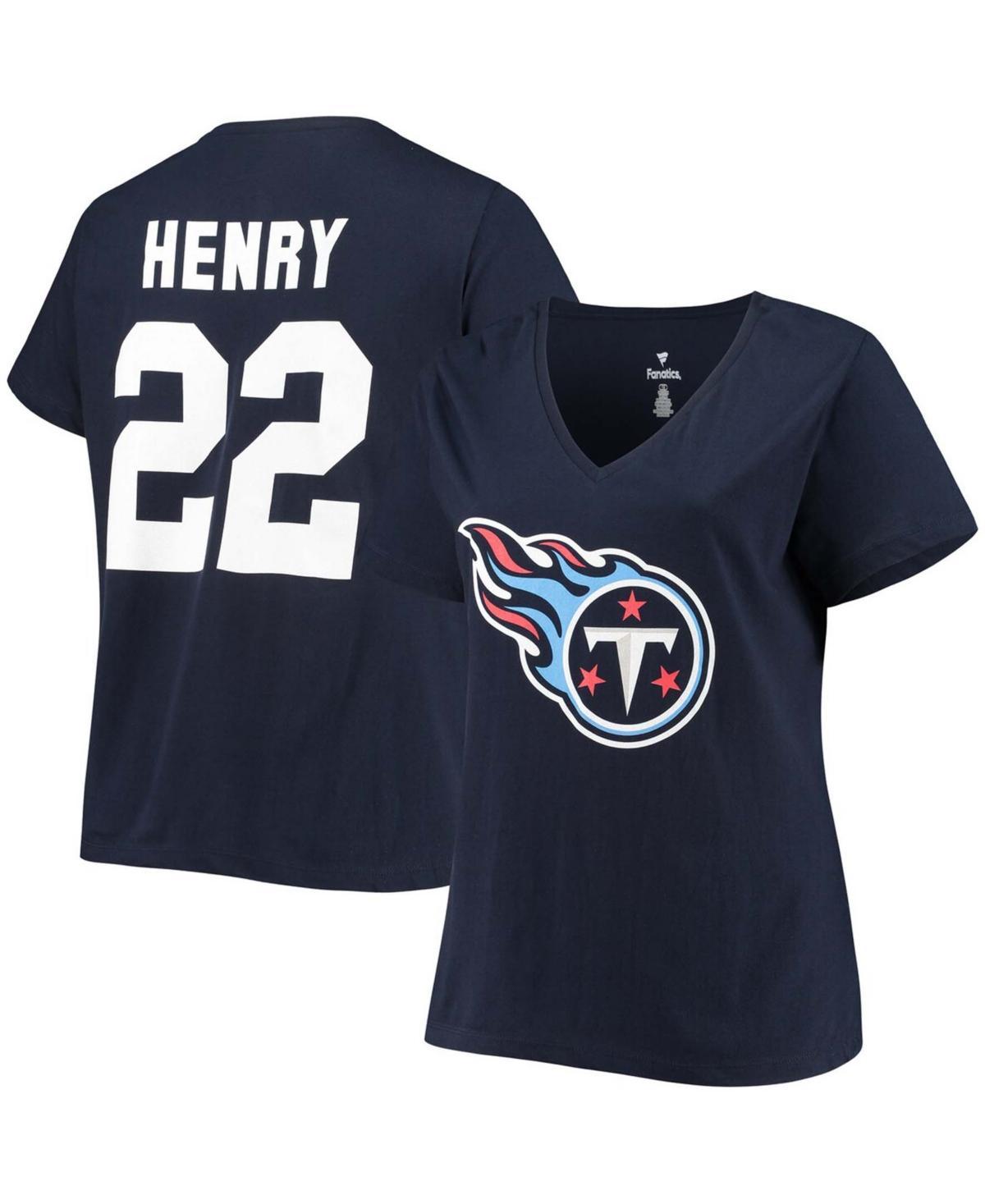 Womens Fanatics Branded Derrick Henry Tennessee Titans Plus Size Name & Number V-Neck T-Shirt Blue Product Image