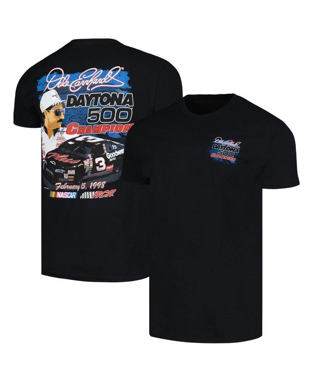 Mens Checkered Flag Sports Black Dale Earnhardt 1998 Daytona 500 Champion Anniversary T-shirt Product Image