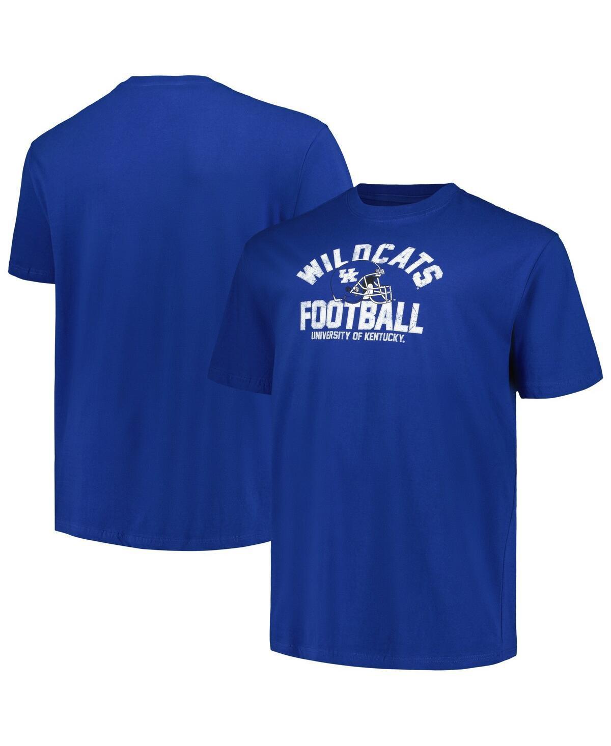 Mens Champion Royal Distressed Kentucky Wildcats Big and Tall Football Helmet T-shirt Product Image