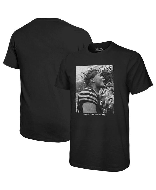 Mens Majestic Threads Justin Fields Black Chicago Bears Oversized Player Image T-shirt Product Image