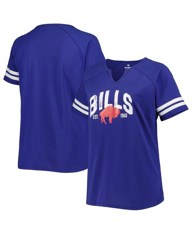 Womens Fanatics Branded Royal Buffalo Bills Plus Size Throwback Notch Neck Raglan T-Shirt Product Image