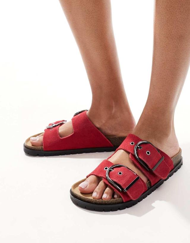 Stradivarius buckle strap sandal in black Product Image