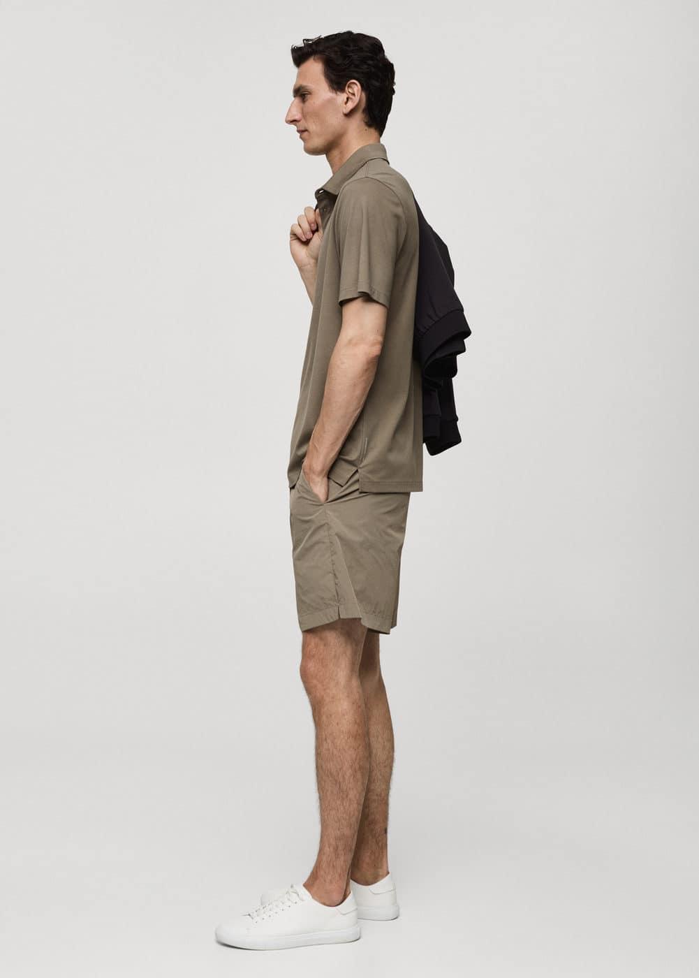 MANGO MAN - Water repellent drawstring Bermuda shorts khakiMen Product Image