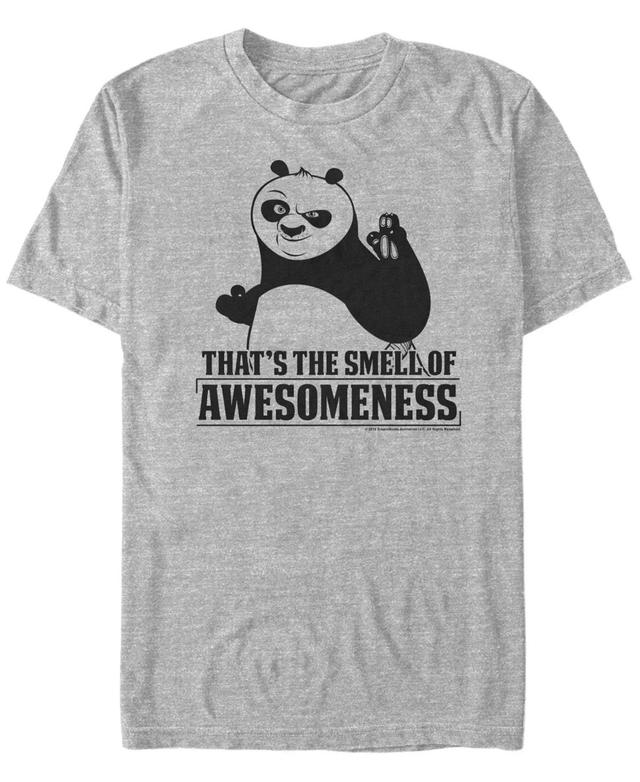 Mens Kung Fu Panda Smell The Awesomeness Po Portrait Tee Athletic Grey Product Image