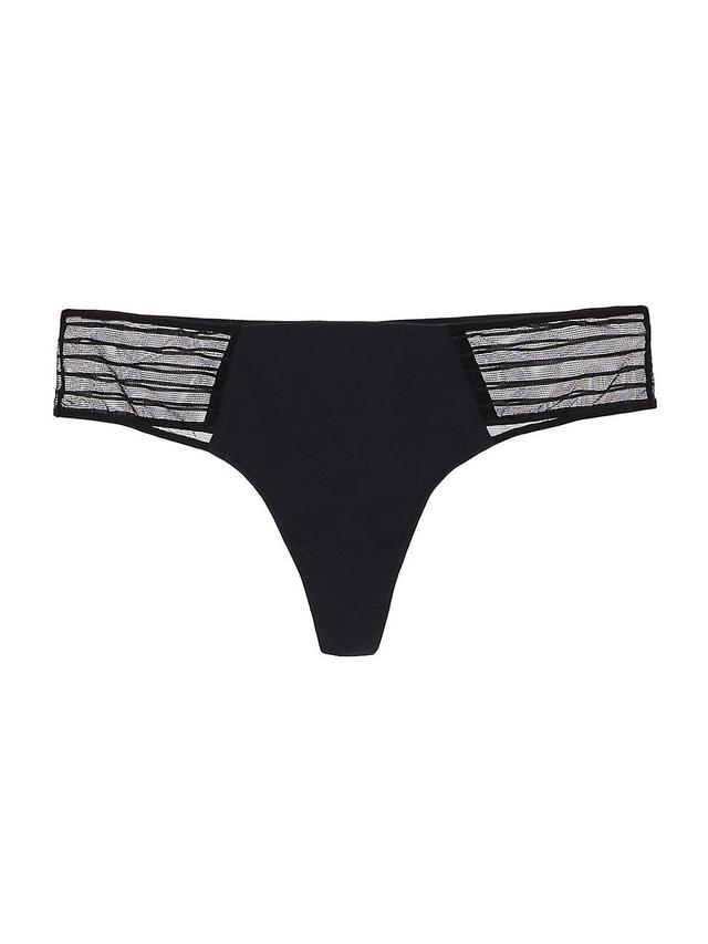 Womens Shadow Stripe Mesh Thong Product Image