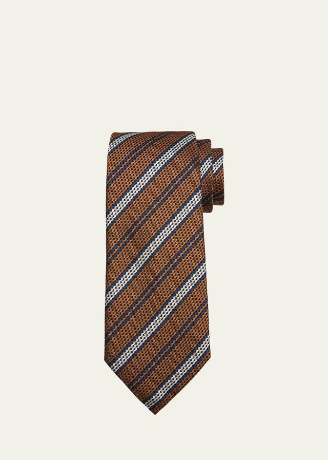 Mens Silk Mesh Multi-Stripe Tie Product Image