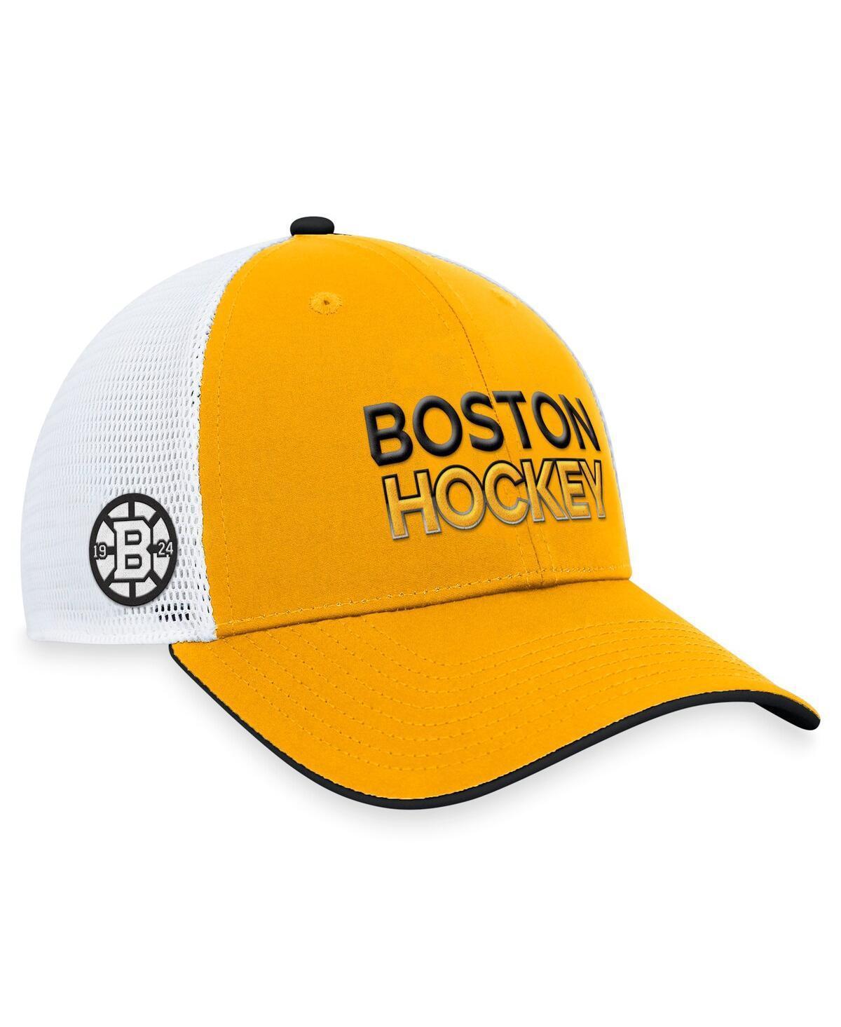 Mens Fanatics Branded Gold Boston Bruins Alternate Authentic Pro Trucker Adjustable Hat Product Image