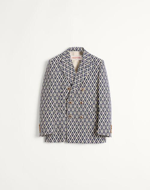 DOUBLE-BREASTED WOOL JACKET WITH JACQUARD TOUTE LA V PATTERN Product Image