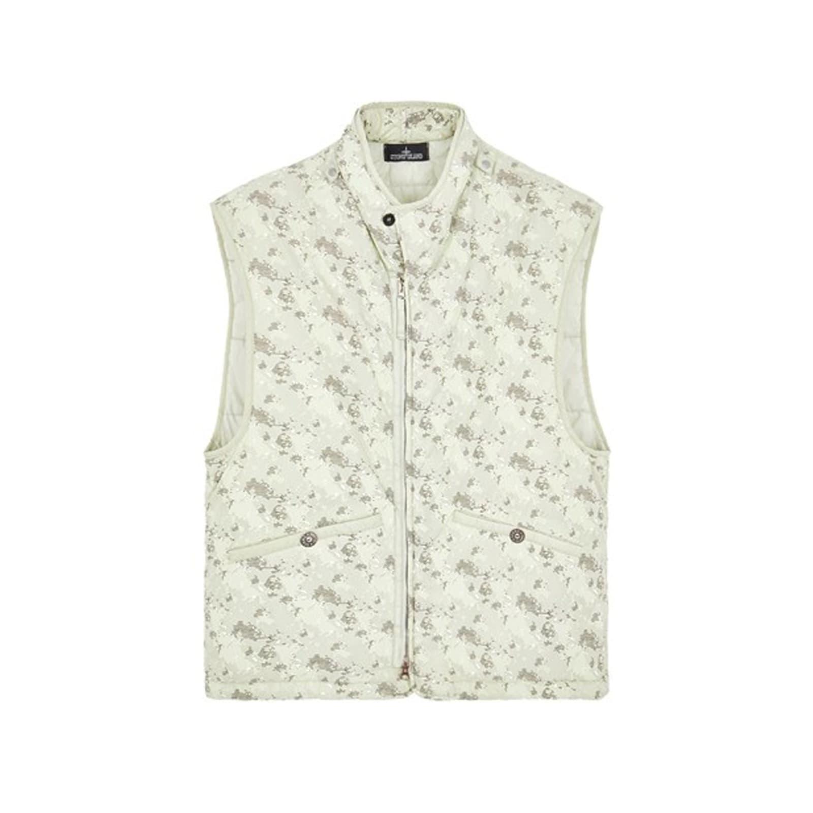 STONE ISLAND Printed Brushed Gilet In White Product Image