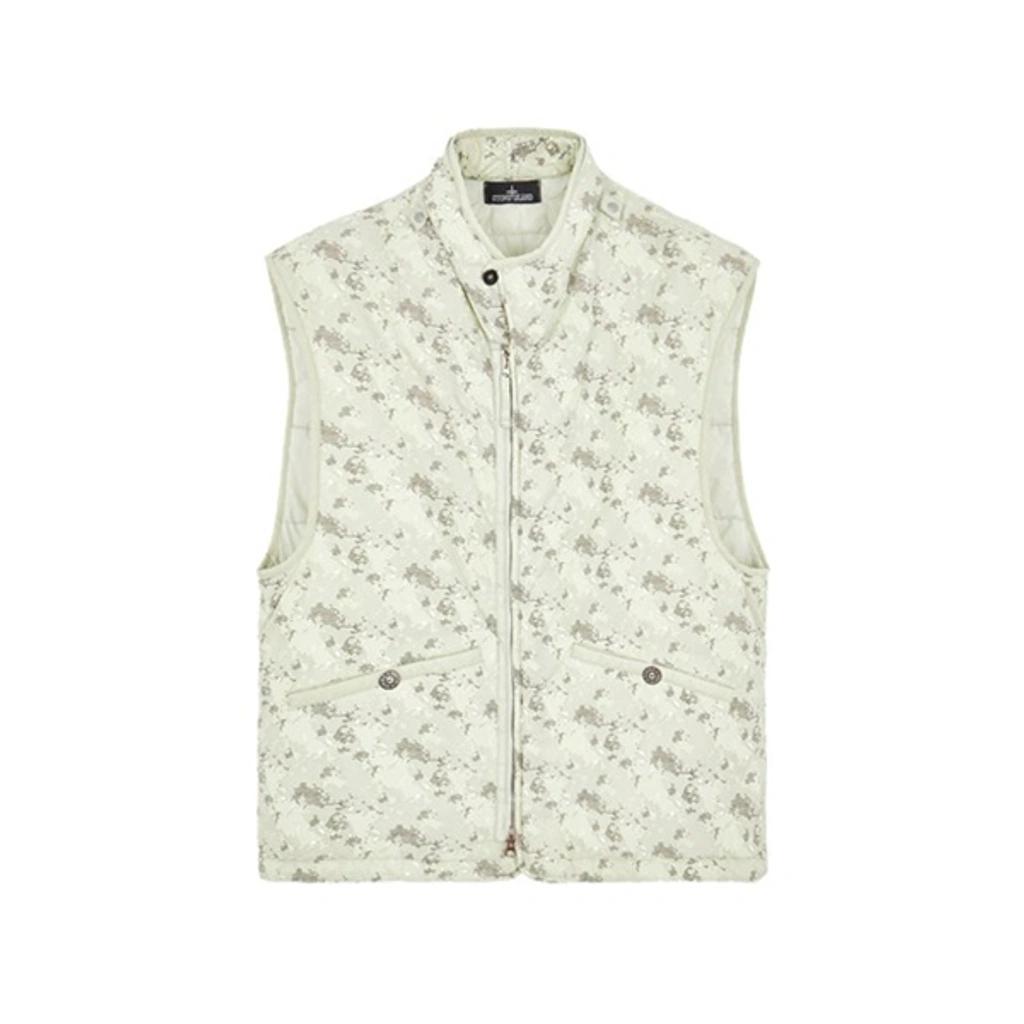 STONE ISLAND Printed Brushed Gilet In White Product Image