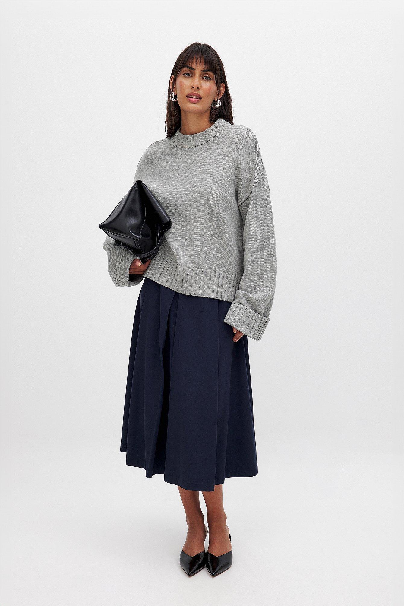 Folded Sleeve Knitted Sweater Product Image