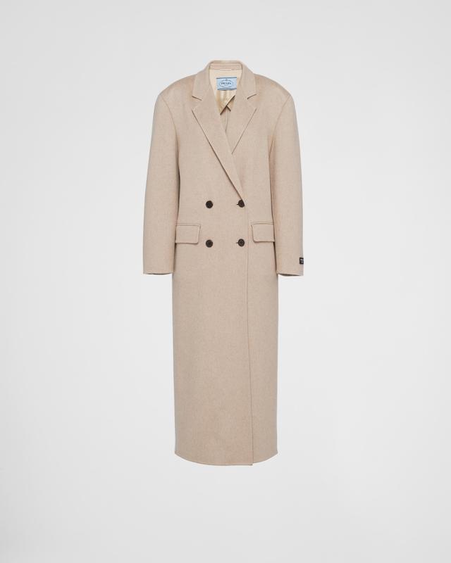 Double-breasted velour cashmere coat Product Image