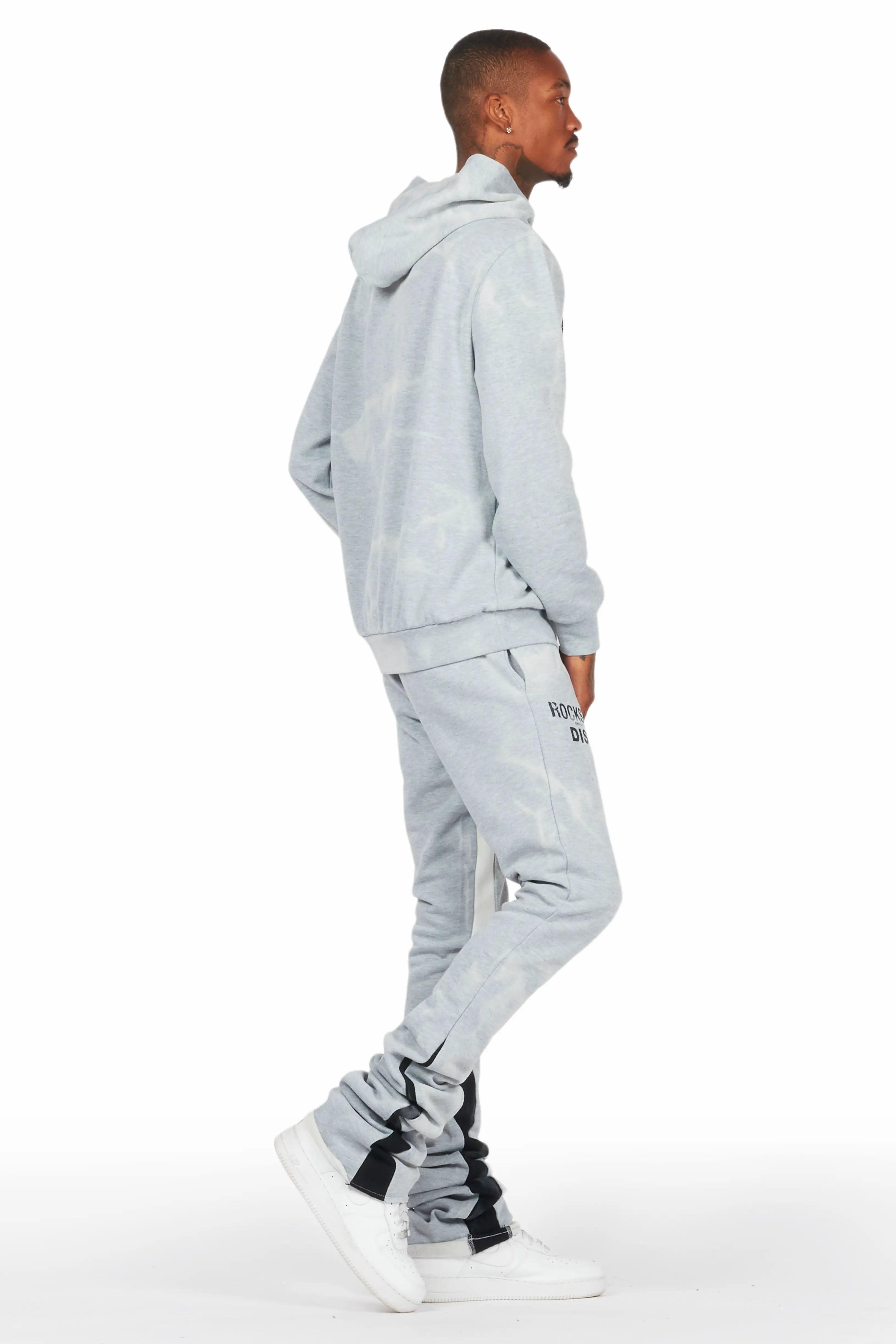 Nelly Heather Grey Hoodie/Super Stacked Flare Pant Set Male Product Image