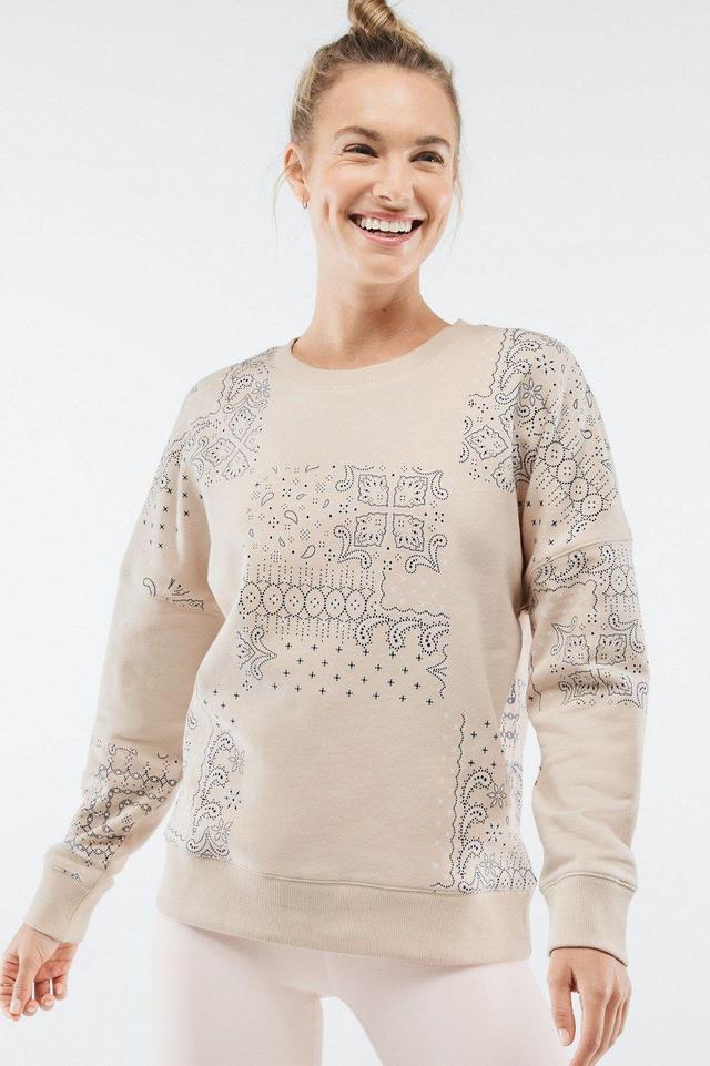 Fabletics Kourtney Sweatshirt Womens Oats Blocked Paisley plus Size 4X Product Image