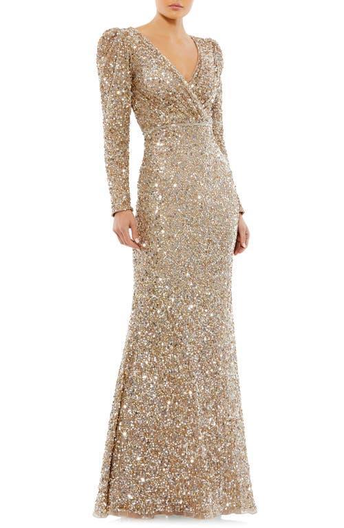 Mac Duggal Long Sleeve Sequin Trumpet Gown Product Image