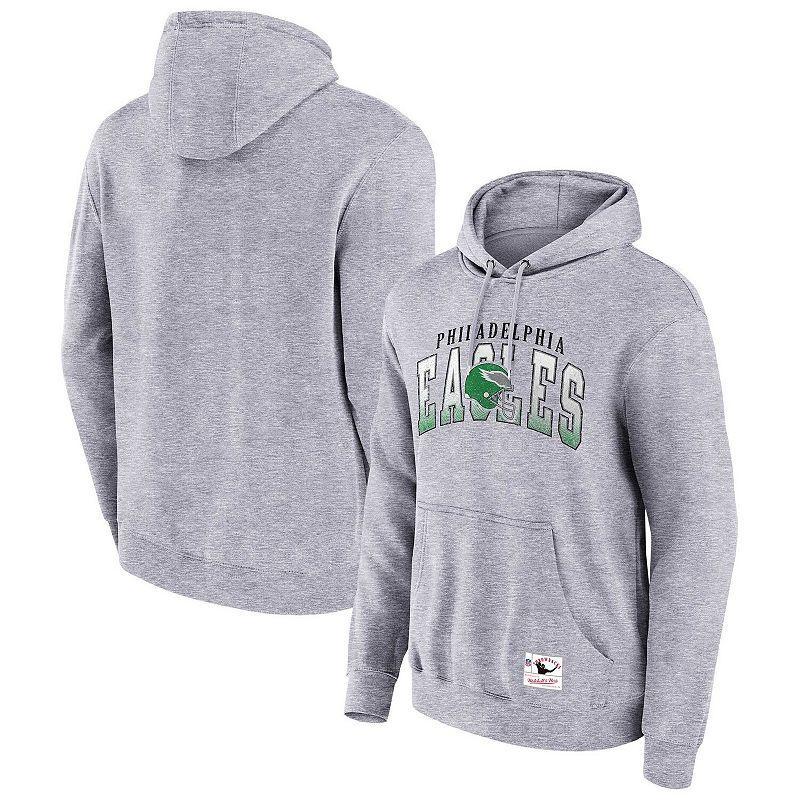 Mens Mitchell & Ness Heather Gray Philadelphia Eagles Pocket Passer Pullover Hoodie Product Image