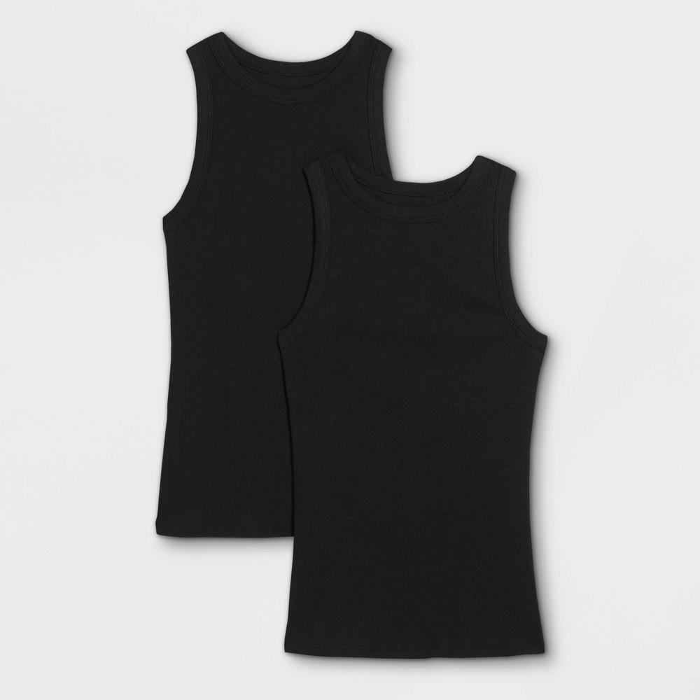 Womens Slim Fit Ribbed 2pk Bundle Tank Top - A New Day Black/White 4X Product Image