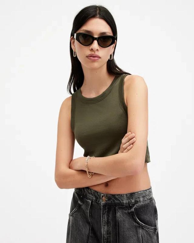 Rina Sleeveless Cropped Tank Top In Tarmac Green Product Image