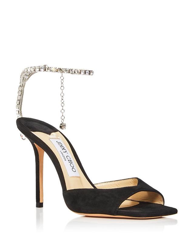 Jimmy Choo Saeda Crystal Ankle Strap Peep Toe Sandal Product Image