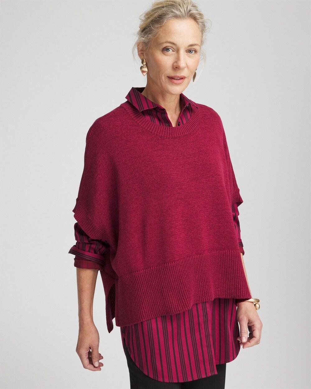 Short Sleeve Knit Poncho Product Image