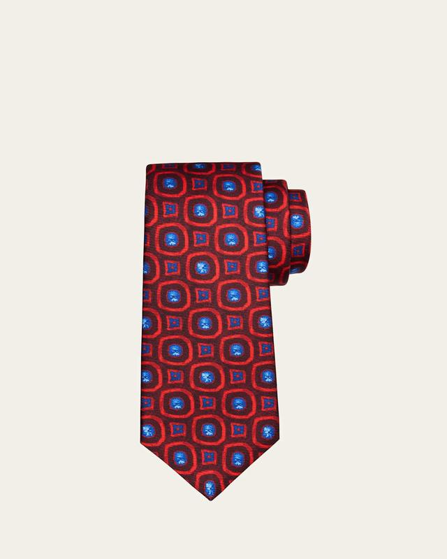 Mens 7-Fold Geometric Circle Silk Tie Product Image