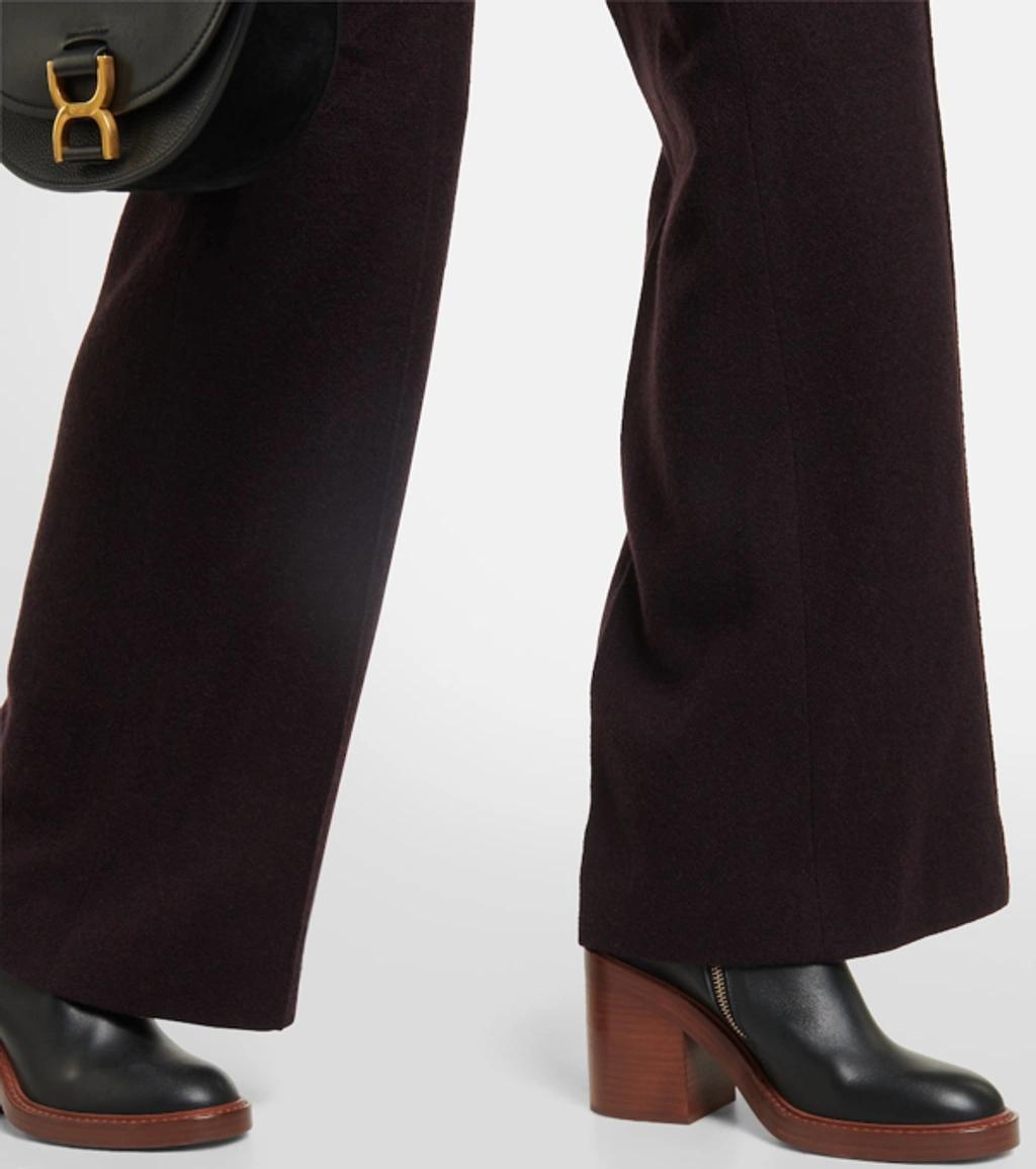 CHLOÉ Wool And Cashmere Flared Pants In Brown Product Image