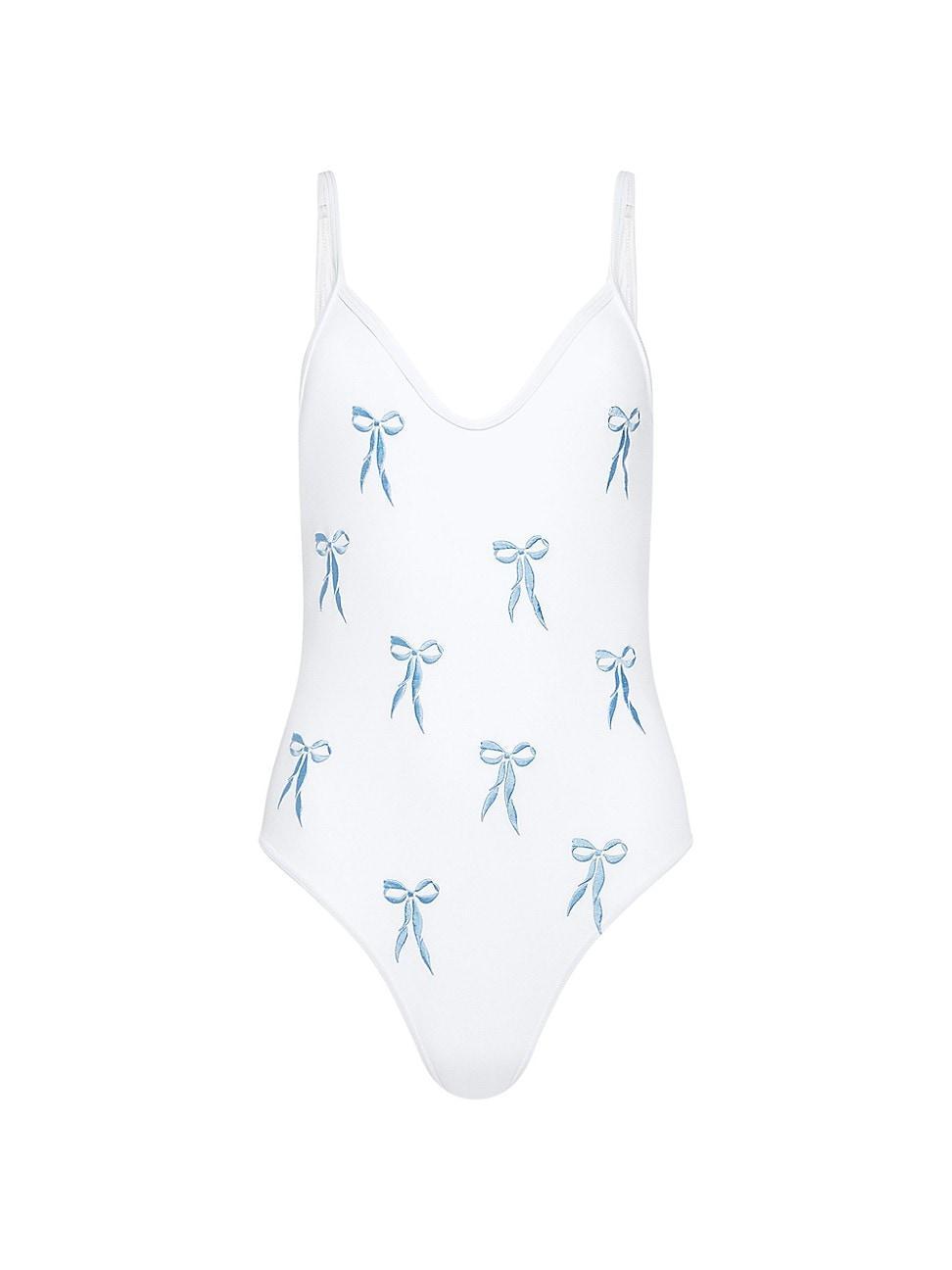 Womens Lauren Embroidered Bows Swimsuit Product Image