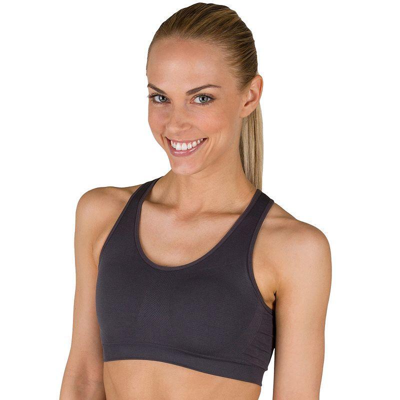 Jockey Sport Bra: Seamless Medium-Impact Sports Bra 6997, Womens, Grey Product Image