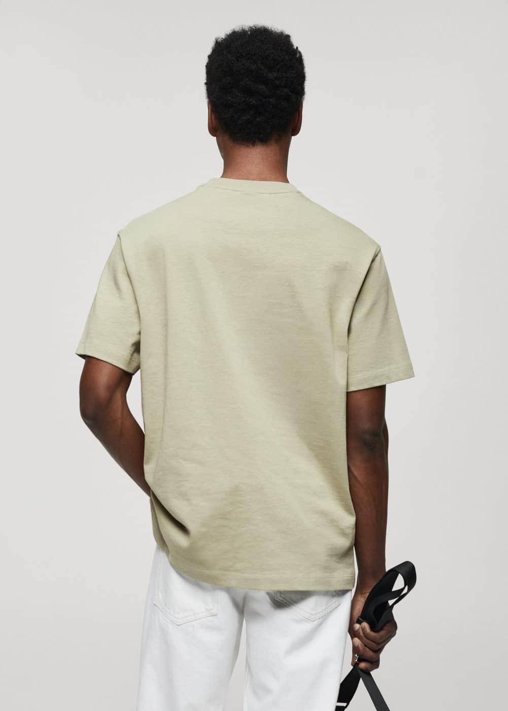 MANGO MAN - Basic 100% cotton relaxed-fit t-shirt medium greenMen Product Image