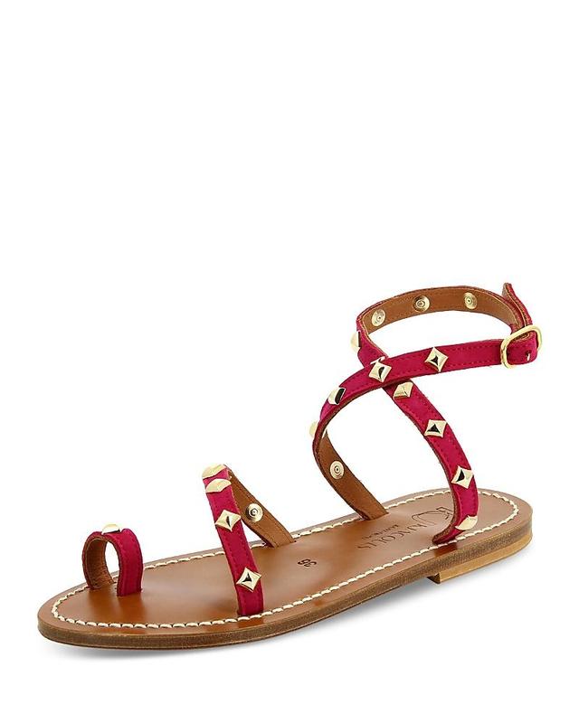 K.Jacques Womens Loki Studded Leather Flat Sandals Product Image