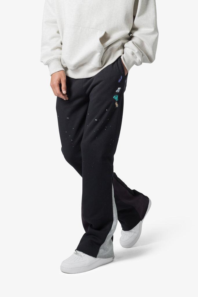 Contrast Bootcut Sweatpants - Black Product Image